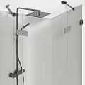 Sleek Modern Shower Sauna Design With Glass Partition And Shower Fixtures