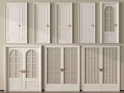 Various Modern White Hinged Doors With Glass Panels And Single Double Styles Designs 3d model