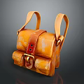 Vintage Orange Leather Shoulder Bag With Buckle Pockets For Daily Use