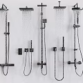 Modern Shower Head Systems With Water Spraying Rainfall And Handheld Features 3d model
