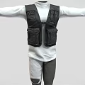 Stylish Clothing Outfit Featuring Black Vest White Top Gray Pants And Black Shoes