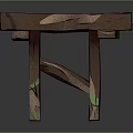 Artistic Wooden Furniture Table Featuring Curved Top And Green Accent Legs