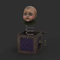 Unique Doll Head On Spring Decorative Box With Key And Pattern