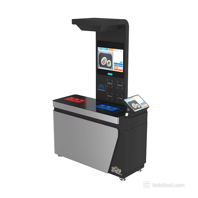 Modern Commercial Self Service Kiosk With Touch Screen Display And Integrated Payment Control Panel 3d model 