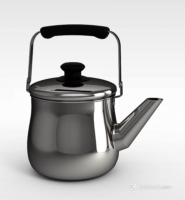 Tech Exhibition Hall Showcasing Modern Stainless Steel Kettle With Advanced Tech Design Elements 3d model 