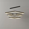 Modern Square Rectangle Hanging Chandelier With Illuminated Layers And Geometric Design 3d model