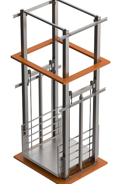 Elevator Metal Frame Structure With Guide Rails And Car Components 3d model