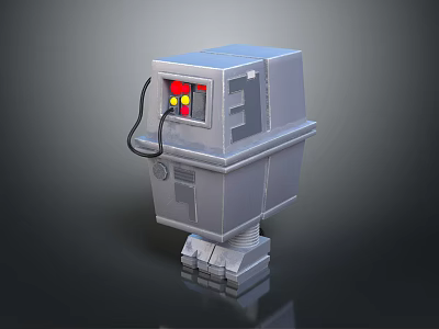 Gray Industrial Equipment With Display Screen Red Yellow Indicators Attached Cable And Stable Stand Base 3d model