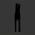 Black Cat Sculpture With Curled Tail Walking Pose On Dark Background 3d model