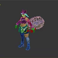 Woman In Orange And Blue Outfit With Cat Ears Blue Tail And Goggles