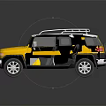 Yellow Off Road Car With White Roof And Roof Rack Silver Wheels