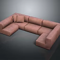 Brown Modern L Shaped Sectional Sofa With Soft Fabric Cushions And Comfortable Seats
