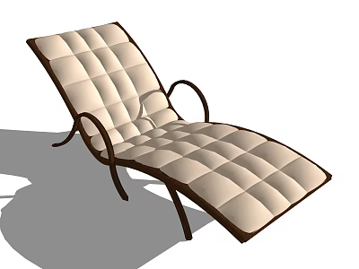 Modern Beige Padded Lounge Chair With Quilted Stitching And Curved Metal Arms 3d model