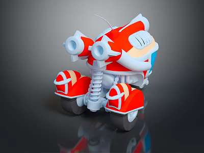 Electric Toy Motorcycle Red And White With Dual Exhaust Pipes Cross Pattern Seats Transparent Windshield 3d model