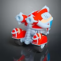 Electric Toy Motorcycle Red And White With Dual Exhaust Pipes Cross Pattern Seats Transparent Windshield