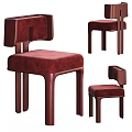 Stylish Modern Single Chair With Crimson Velvet Upholstery And Ergonomic Armrest Design