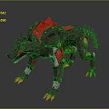 Futuristic Mechanical Wolf With Red Black Armor Spikes Glowing Parts And Sharp Claws