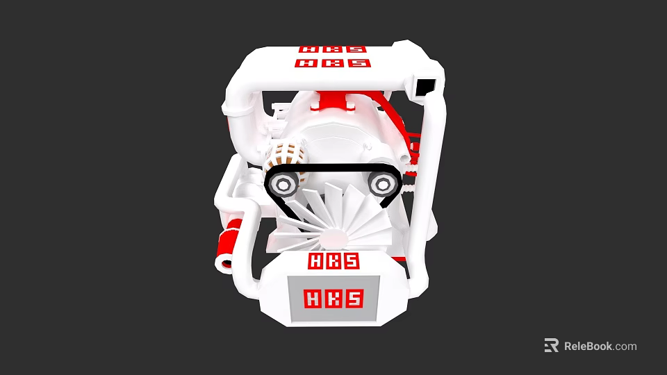 White And Red Car Model With Detailed Structure And Black Wheels 3d model 