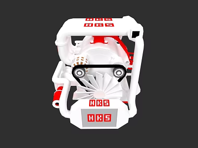 White And Red Car Model With Detailed Structure And Black Wheels 3d model