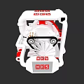 White And Red Car Model With Detailed Structure And Black Wheels