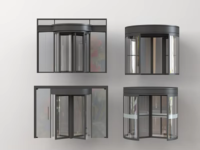 Various Modern Revolving Door Designs Featuring Glass Panels And Metal Frames 3d model