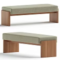 Modern Sofa Bench With Light Gray Upholstered Seat And Wooden Legs