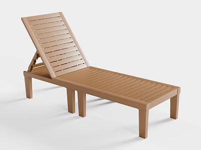 Brown Wooden Slatted Lounge Chair For Outdoor Garden Relaxation And Comfort 3d model