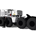 Large White Utility Vehicle With Big Tires And Person Standing Beside For Industrial Use