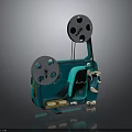 Vintage Ansco Film Projector With Turquoise Body And Two Film Reels