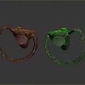 Pair Of PC Ring Accessories With Green LED Light And Rock Texture Design