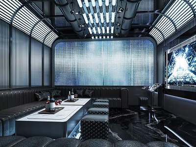 Hi tech KTV Private Room With Leather Sofas And Large Screen 3d model