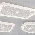 White Modern Ceiling Light with Star Moon Pattern Square and Round Decorative Design for Home 3d model
