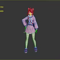 Pink Haired Game Character In Pink Hoodie Shorts White Socks And Pink Shoes
