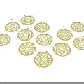 Glowing Yellow Magic Circles With Intricate Patterns And Floating Symbols On Dark Background
