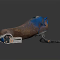 Futuristic Character Mechanical Prosthetic Arm With Brown Blue Design And Metallic Components
