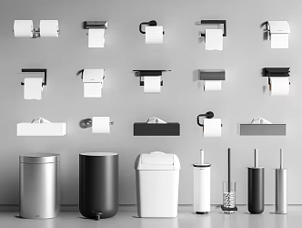 Modern toilet brush bathroom tissue box tissue holder tissue paper box dry trash can toilet brush combination 3d model