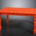 Classic Orange Wooden Table Furniture With Carved Legs And Rectangular Top
