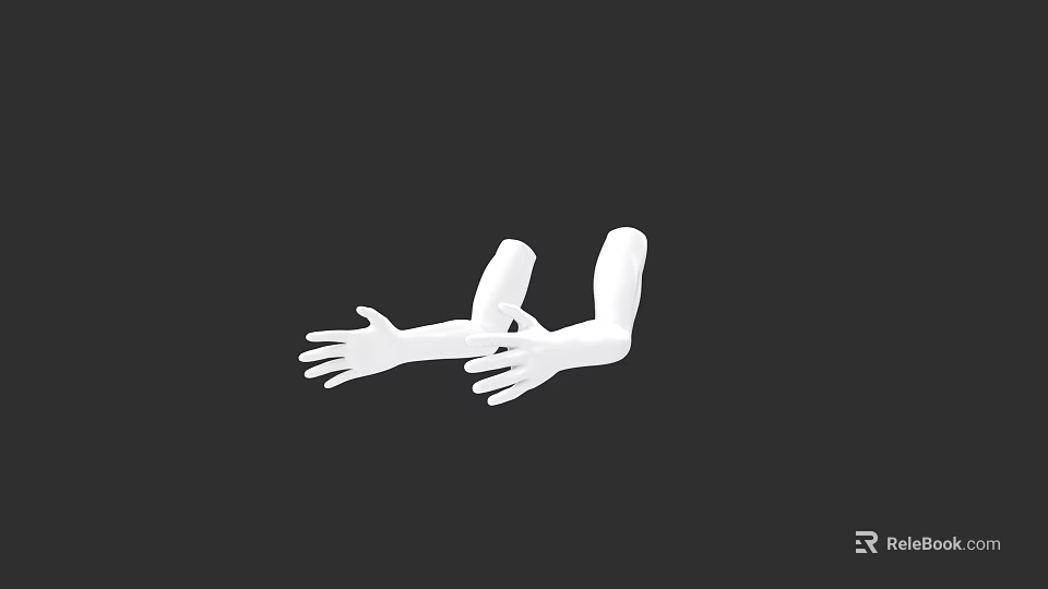 Game and Movie Character White Arms and Hands 3D Model Design on Black Background 3d model 