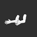 Game and Movie Character White Arms and Hands 3D Model Design on Black Background