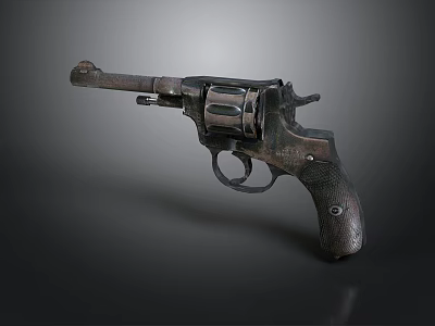 Vintage Revolver With Metal Texture And Worn Design For Still Life 3d model
