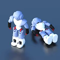 Blue And White Plastic Robot Toys Standing And Lying For Kids