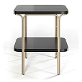 Modern Two Tier Side Table With Black Tabletop And Gold Metal Legs 3d model