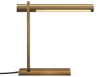 Modern Minimalist Brass Desk Lamp With Slim Illuminated Bar And Square Base 3d model