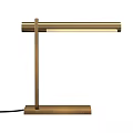 Modern Minimalist Brass Desk Lamp With Slim Illuminated Bar And Square Base