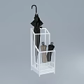 White Metal Umbrella Stand With Black And Beige Umbrellas For Home Storage