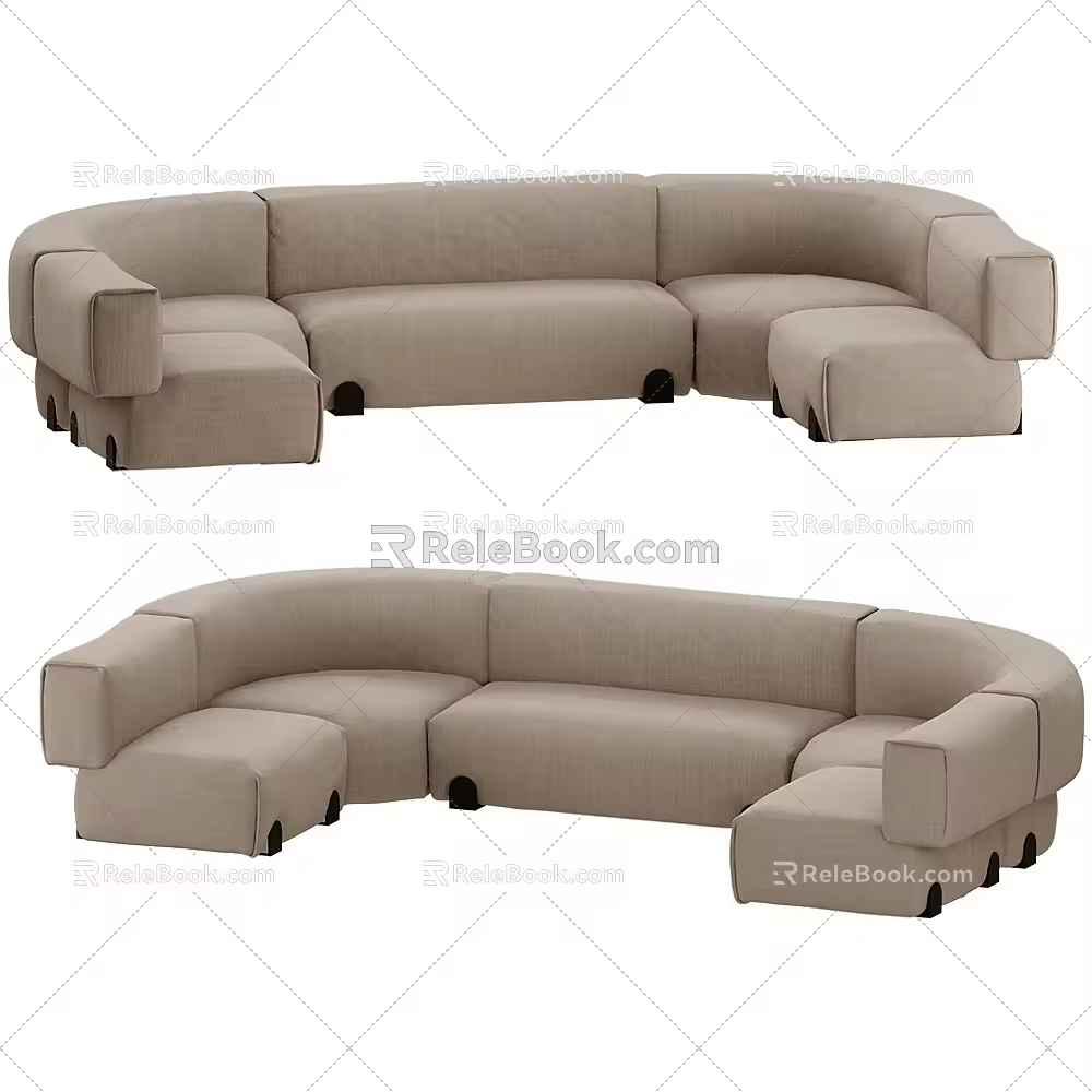 posio modern semi-return sofa 18 3d model