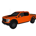Orange Ford F-150 Raptor Pickup Truck Exterior Design With Front And Rear Views