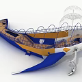 Blue Yellow Sea Animal Playground Equipment With Climbing Net