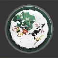 Festive Decorative Ornament Set With Snow Globe Christmas Tree Penguin Gift Boxes And Green Base