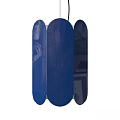 Modern Three Blue Long Panel Chandeliers With White Patterns Central Larger Side Smaller 3d model